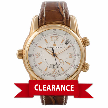 Maurice Lacroix Reveil Globe Gents 18k Rose Gold MP6388-PG101-830 6840 - Beverly Hills Watch Company Watch Store