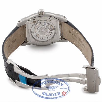 Maurice Lacroix Jours Retrograde Tonneau Masterpiece Stainless Steel Black Dial Black Strap MP6119-SS002-31E 15406 - Beverly Hills Watch Company Watch Store