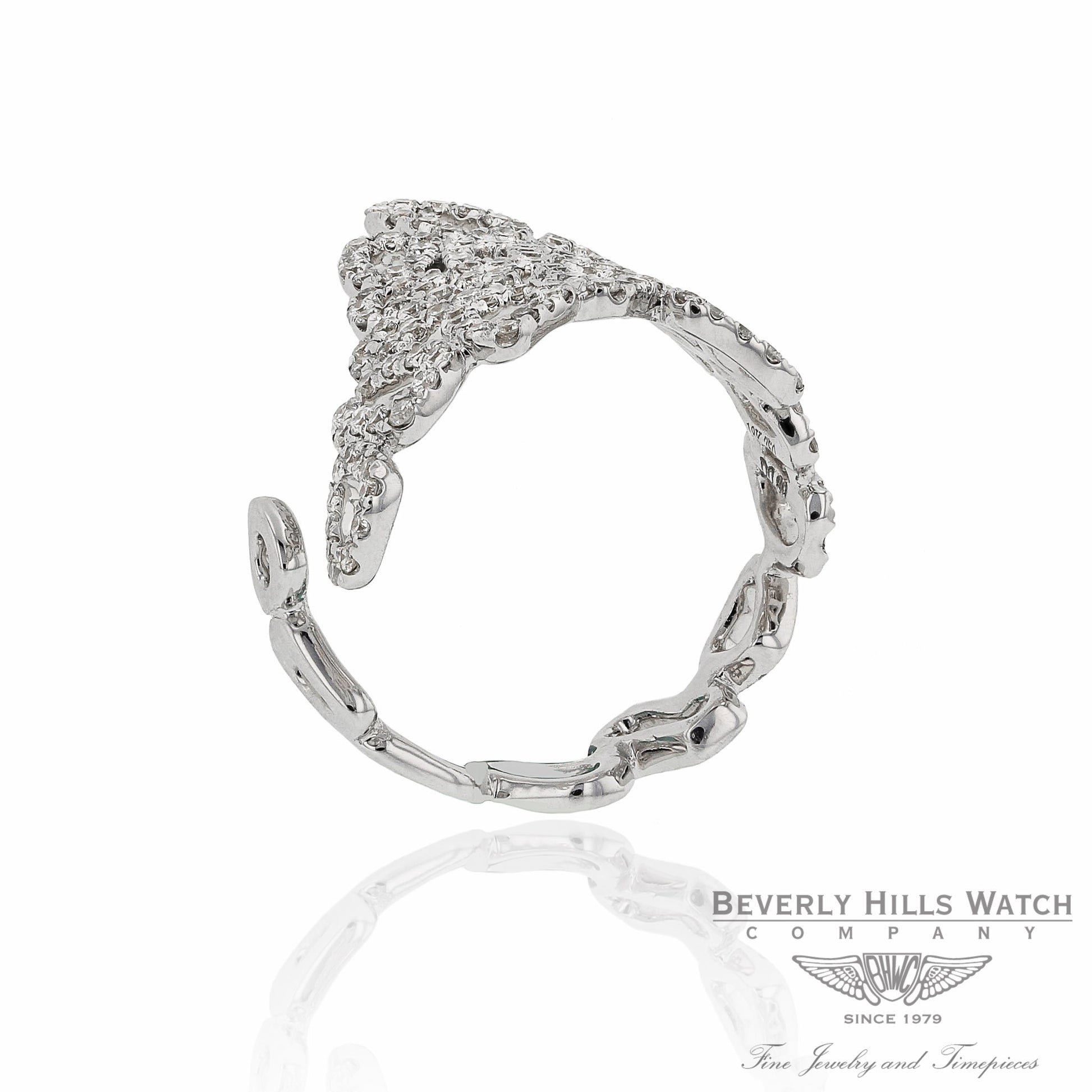 18k White Gold Diamond Ring Off Center Small Organic Shapes Opening On The Side D00279R0024 15K1DH - Beverly Hills Watch