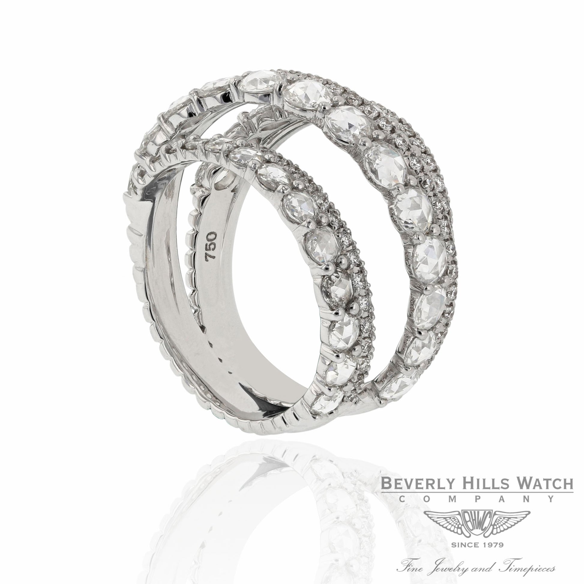 18k White Gold Handcrafted Rose Cut Round Diamonds BGW11942DD JJ8TMQ - Beverly Hills Watch