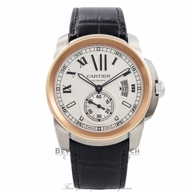 Cartier Calibre 42MM 18k Rose Gold Stainless Steel silver Dial W7100039 MIIUTD - Beverly Hills Watch Company Watch Store