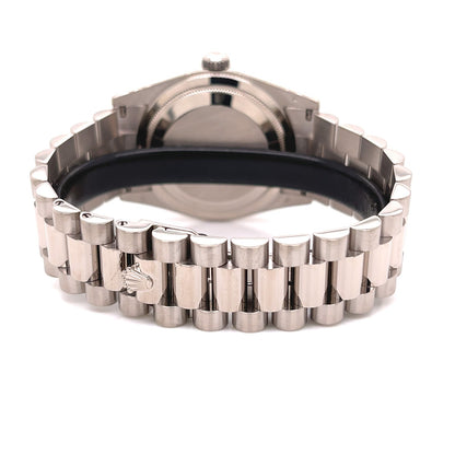 Rolex Day-Date President 36MM White Gold Fluted Silver Diamond Dial President Bracelet 118239 - Beverly Hills Watch Company