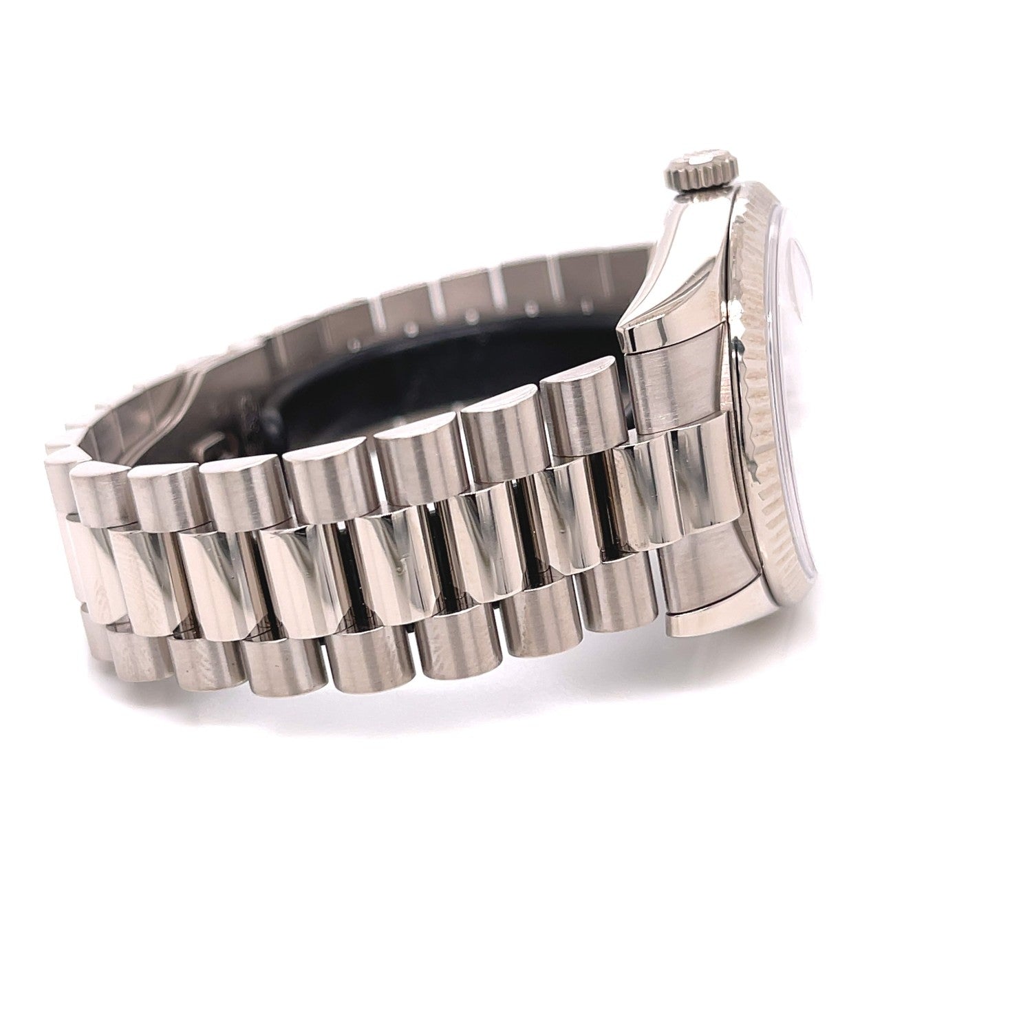 Rolex Day-Date President 36MM White Gold Fluted Silver Diamond Dial President Bracelet 118239 - Beverly Hills Watch Company
