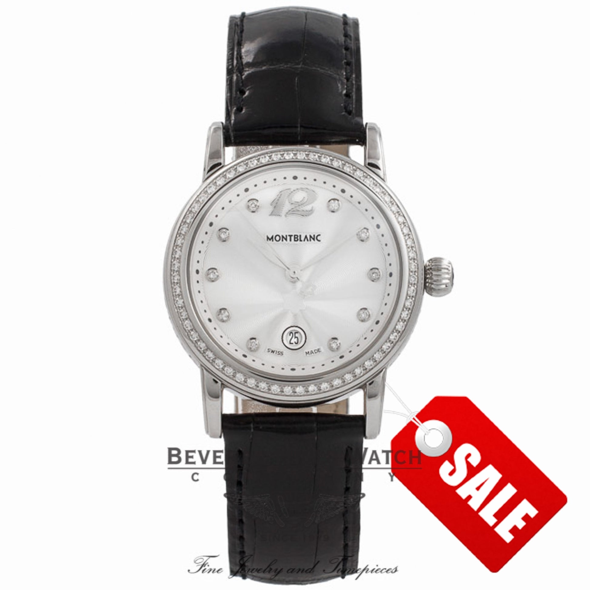 Montblanc Ladies Star Steel 32MM Stainless Steel Silver Dial Diamond Markings Diamond Bezel 101629 14278 - Beverly Hills Watch Company Watch Store