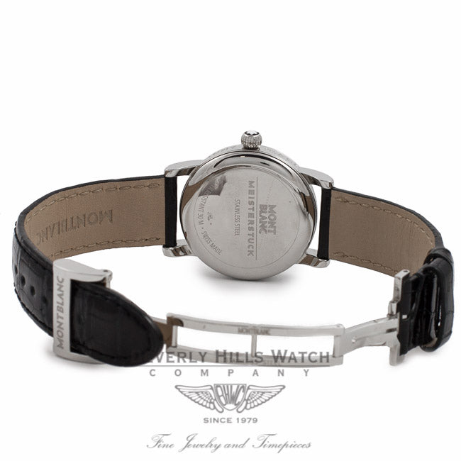 Montblanc Ladies Star Steel 32MM Stainless Steel Silver Dial Diamond Markings Diamond Bezel 101629 14278 - Beverly Hills Watch Company Watch Store