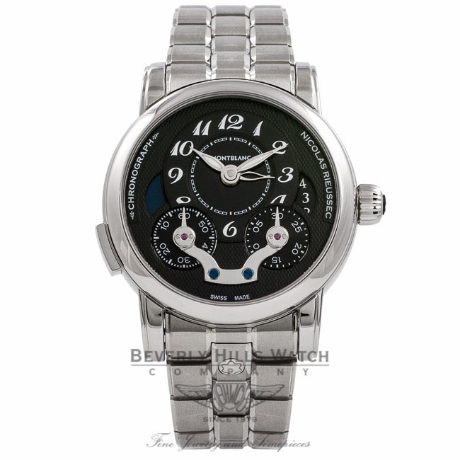 Montblanc Nicolas Rieussec Monopusher Chronograph Stainless Steel Anthracite Dial 102336 17633 - Beverly Hills Watch Store