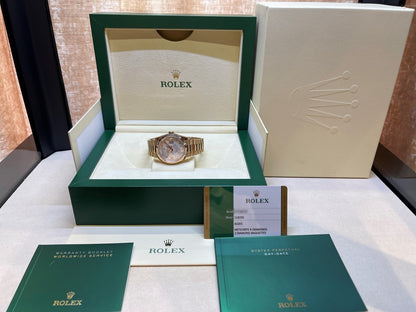 Rolex Day-Date 36mm Everose President Meteorite Diamond 118235 - Beverly Hills Watch Company