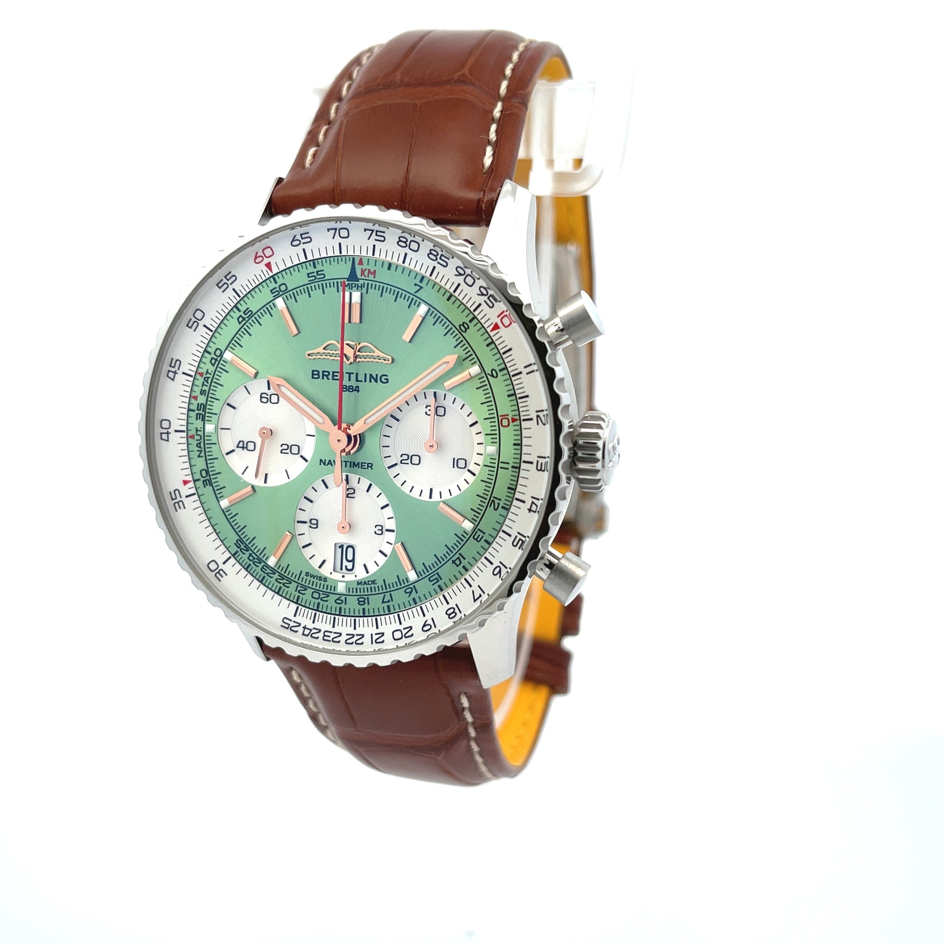 Breitling Navitimer B01 Chronograph 41mm Green Dial AB0139211L1P1 - Beverly Hills Watch Company