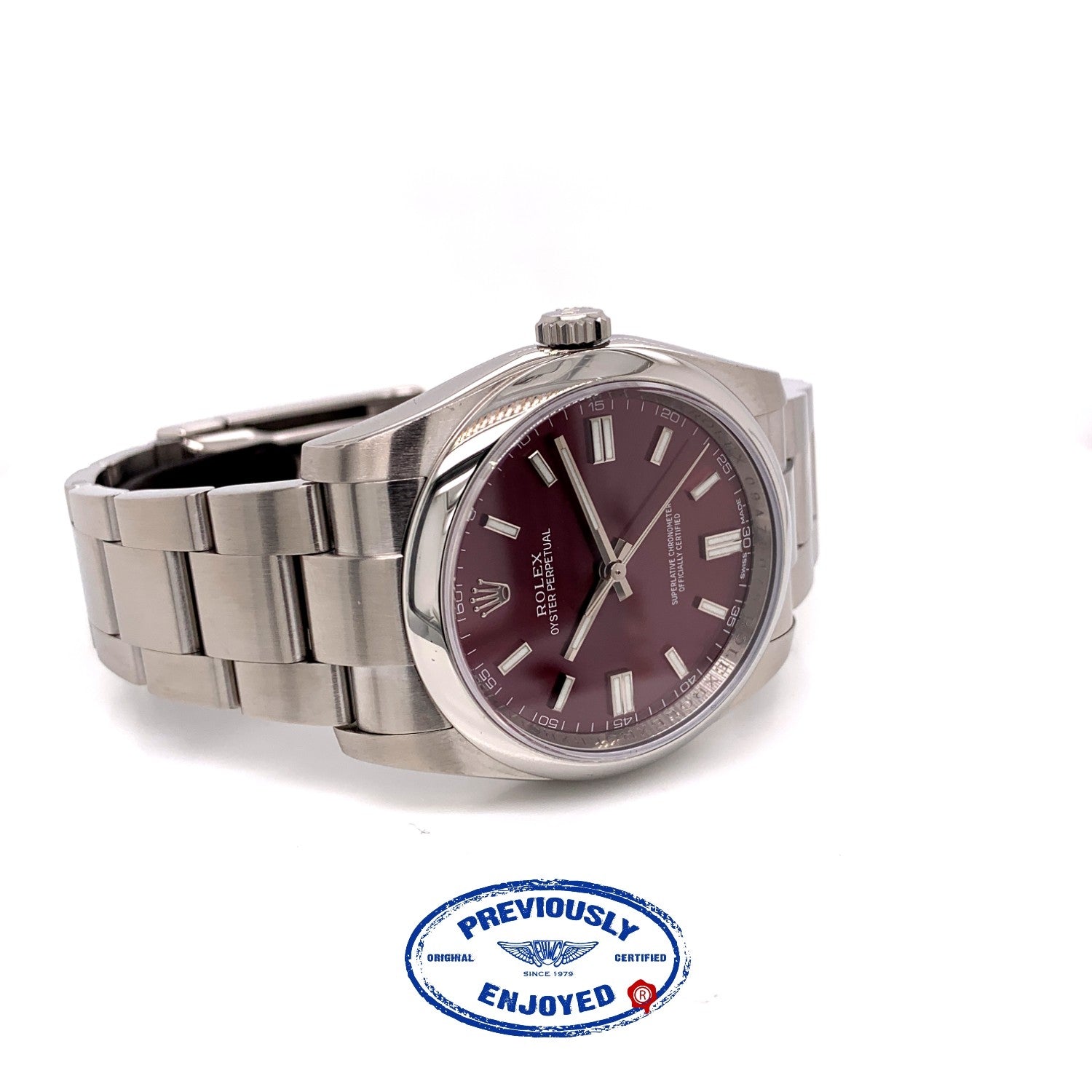 Rolex Oyster Perpetual 36mm Stainless Steel Grape Dial 116000 MZJ2TE  - Beverly Hills Watch Company