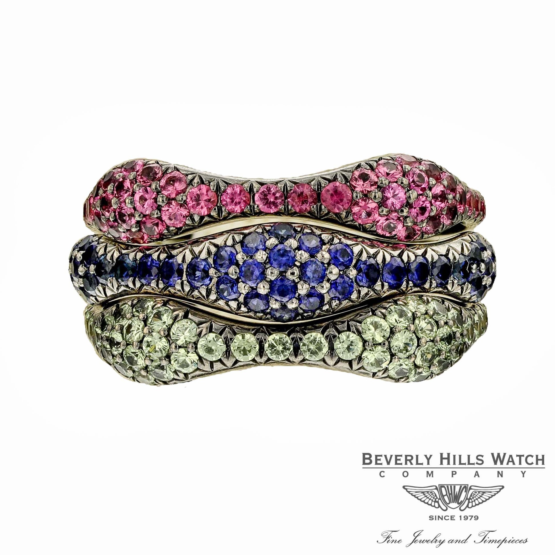 18k White Gold Blue Sapphire Ring XYBZEZ - Beverly Hills Watch