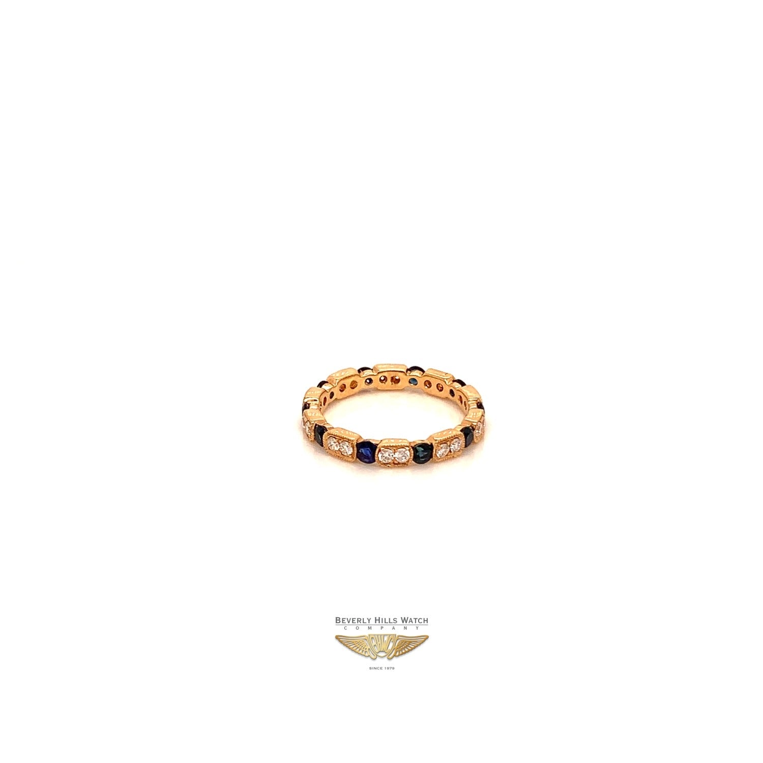 Naira & C Diamond and Sapphire Rose Gold Stackable Ring 1ZHNWX - Beverly Hills Watch and Jewelry Company