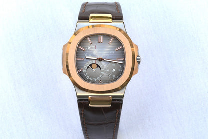 Patek Philippe Nautilus Rose Gold and Stainless Power Reserve Moon Dial 5712GR-001 - Beverly Hills Watch Company
