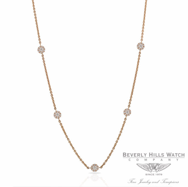 Designs by Naira 18K Rose Gold 5 Diamond Double Sided Rosettes Necklace 38803D Y4PH0K