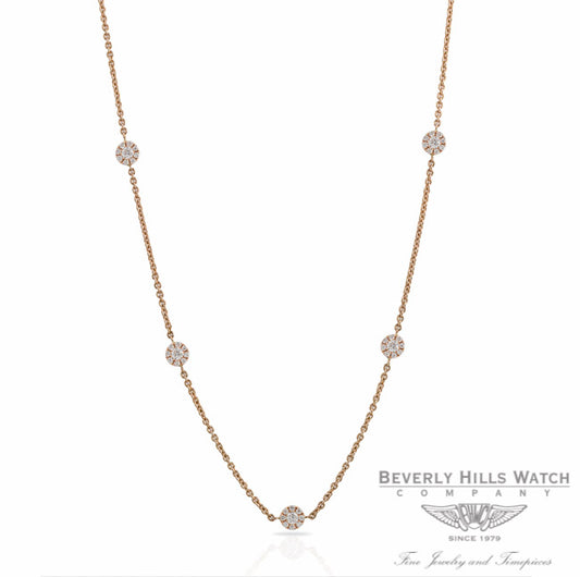 Designs by Naira 18K Rose Gold 5 Diamond Double Sided Rosettes Necklace 38803D Y4PH0K