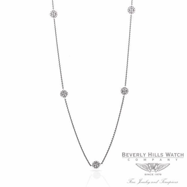 Naira & C Diamond Disc Necklace 18K White Gold YW3W1E - Beverly Hills Jewelry Store