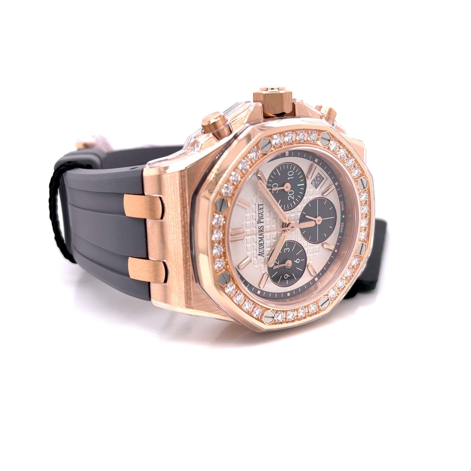 Audemars Piguet Royal Oak Offshore 37mm Rose Gold Diamond Bezel Silver Dial 26231OR.ZZ.D003CA.01 - Beverly Hills Watch Company
