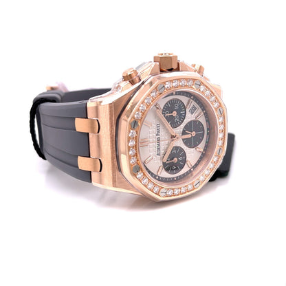 Audemars Piguet Royal Oak Offshore 37mm Rose Gold Diamond Bezel Silver Dial 26231OR.ZZ.D003CA.01 - Beverly Hills Watch Company