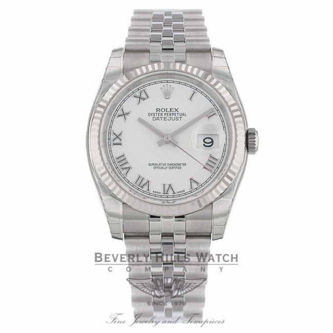 Rolex Datejust 36MM White Roman Dial Jubilee Bracelet 116234 - Beverly Hills Watch