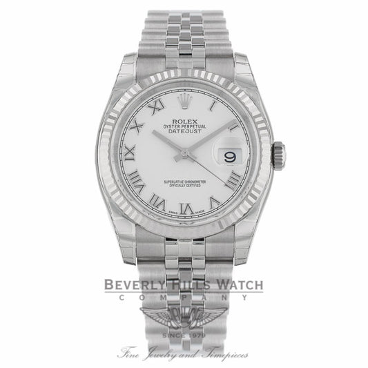 Rolex Datejust 36MM White Roman Dial Jubilee Bracelet 116234 - Beverly Hills Watch