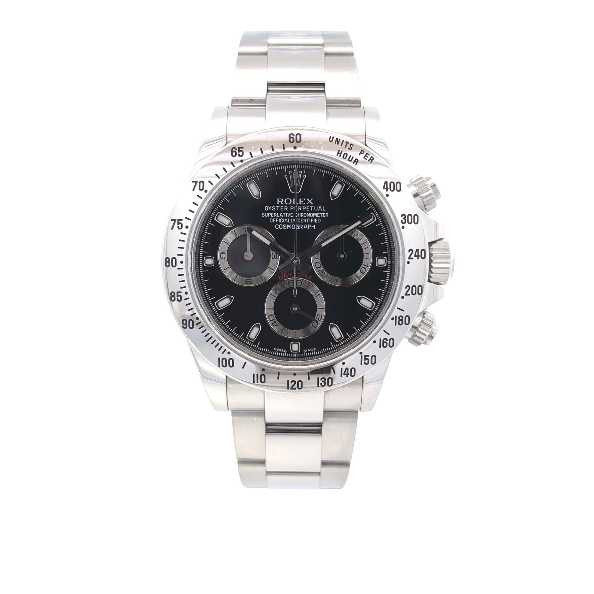 Rolex Daytona Stainless Steel Black Dial 116520 - Beverly Hills Watch Company