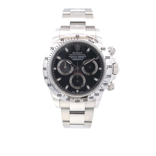 Rolex Daytona Stainless Steel Black Dial 116520 - Beverly Hills Watch Company