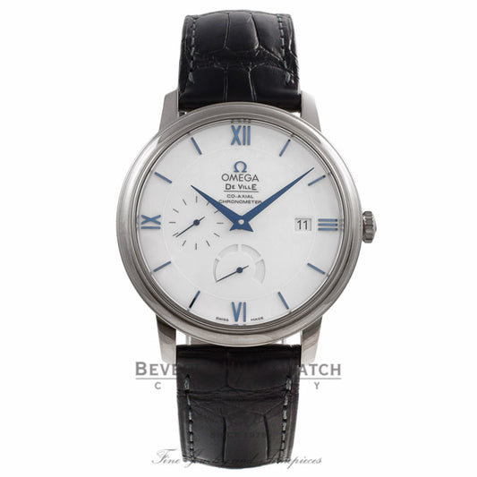 Omega De Ville Prestige 40MM 18k White Gold White Dial Black Leather Strap 424.53.40.21.04.001 VVVZ1D - Beverly Hills Watch Company Watch Store
