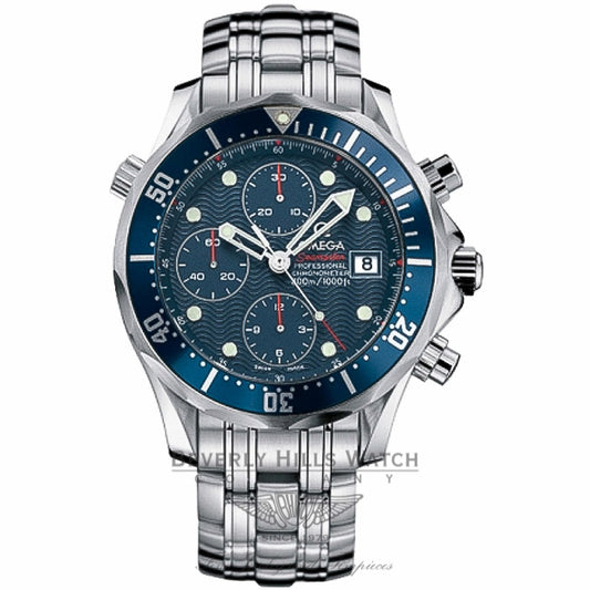 Omega Seamaster 300M Diver Chronograph Blue Dial Blue Bezel Stainless Steel Bracelet Automatic Watch 2225.80.00 Beverly Hills Watch Company Watch Store