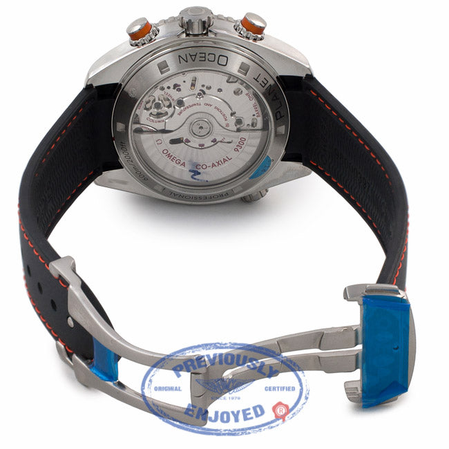 Omega Seamaster Planet Ocean Co-Axial Orange Bezel Black Rubber Strap 23232465101001 5QW04J - Beverly Hills Watch Company Watch Store