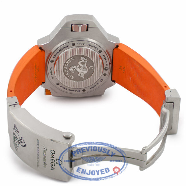 Omega Seamaster Professional Ploprof Stainless Steel Black Dial Orange Rubber Strap 224.30.55.21.01.001 FMJMH6 - Beverly Hills Watch Company Watch Store