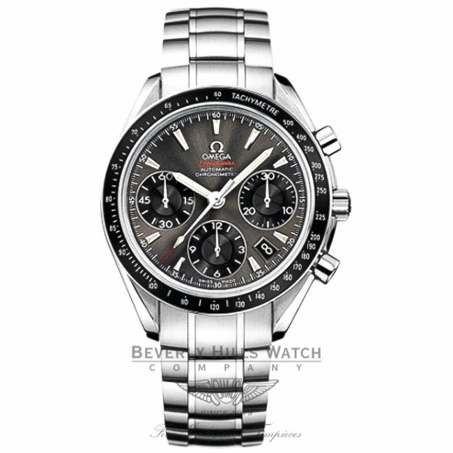 Omega Speedmaster Date 40mm Stainless Steel Bracelet Grey Dial Automatic Chronograph Watch 323.30.40.40.06.001 Beverly Hills Watch Company Watch Store