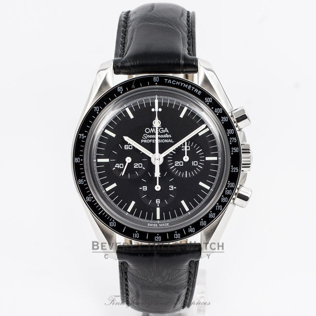 Omega Spedmaster Professional 42mm Stainless Steel Case Acrylic Crystal Alligator Strap Manual Wind 3870.50.31 Beverly Hills Watch Company Watch Store