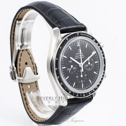 Omega Speedmaster Professional Moon Watch Exhibition Back Manual Wind Sapphire Crystal Leather Strap Watch 3873-50-31 Beverly Hills Watch Company Watch Store