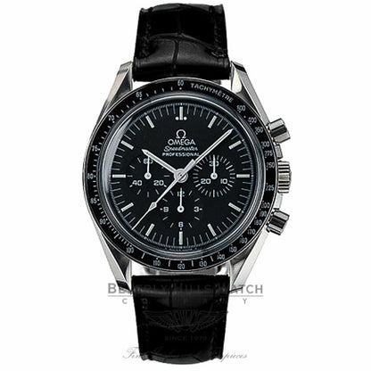 Omega Speedmaster Professional Moon Watch Exhibition Back Manual Wind Sapphire Crystal Leather Strap Watch 3873-50-31 Beverly Hills Watch Company Watch Store