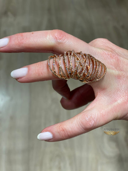 Naira & C Rose Gold and Brown Diamond Knuckle Ring P1LU0C - Beverly Hills Watch Company