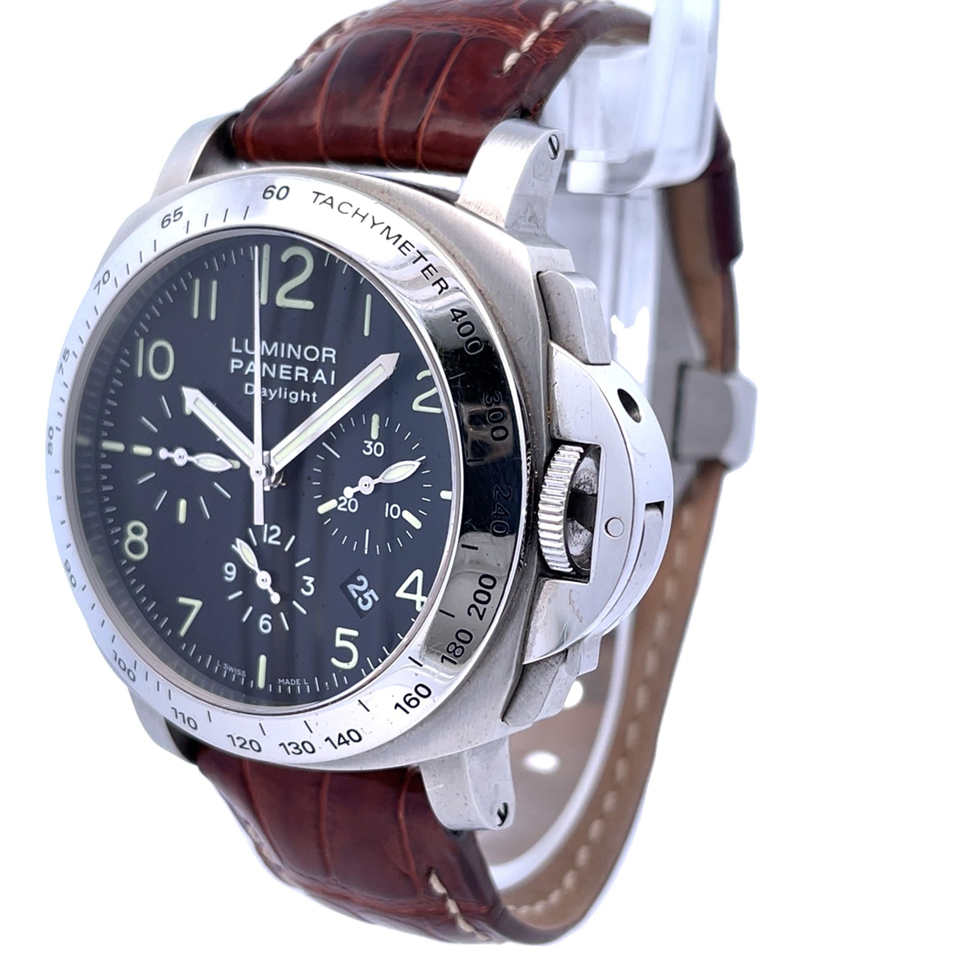Panerai Luminor Daylight Chronograph 44mm Black Dial PAM00196 - Beverly Hills Watch Company