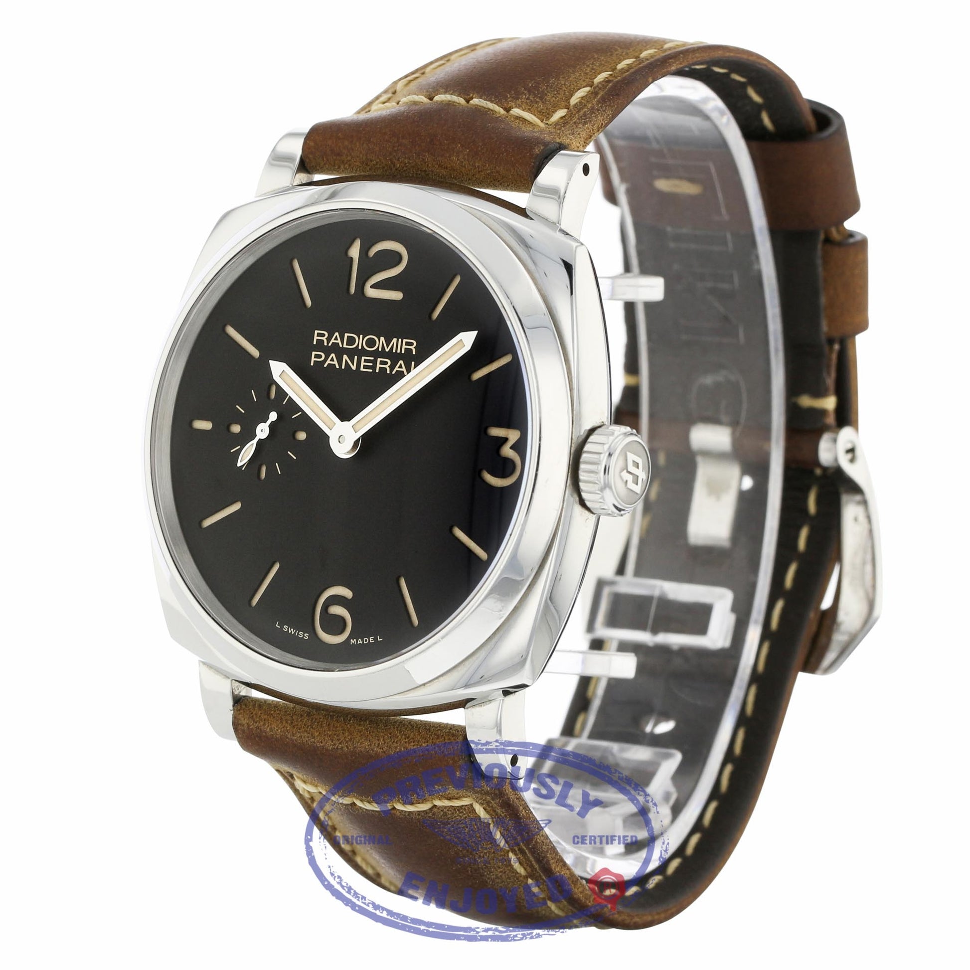 Panerai Radiomir 1940 Hand Wound 42mm Black Dial Brown Leather PAM00512 RVRL4M - Beverly Hills Watch