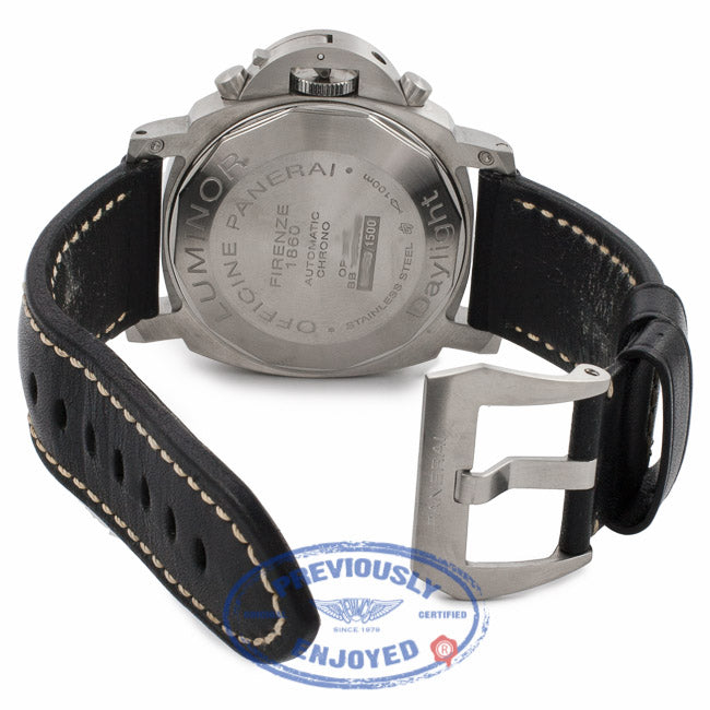 Panerai Daylight Chronograph Orange Markings Black Dial PAM00356 KNHKNU - Beverly Hills Watch Company Watch Store