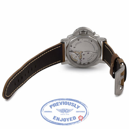 Panerai Historic Luminor 1950 3 Days Power Reserve 47MM Stainless Steel Brown Calfskin Strap PAM00423 YNL160 - Beverly Hills Watch Company Watch Store