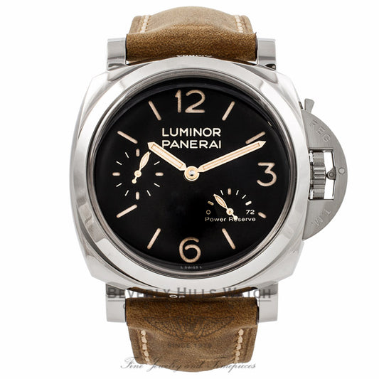 Panerai Historic Luminor 1950 3 Days Power Reserve 47MM Stainless Steel Brown Calfskin Strap PAM00423 CMPMVE - Beverly Hills Watch Company Watch Store