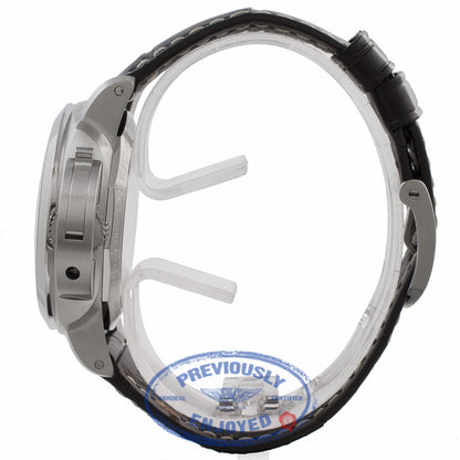 Panerai Luminor 1950 3 Days 42MM Stainless Steel Black Dial Brown Alligator Strap PAM00392 CJY9EW - Beverly Hills Watch Store