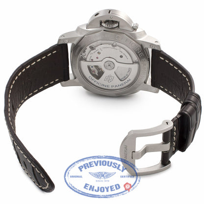 Panerai Luminor 1950 3 Days 42MM Stainless Steel Black Dial Brown Alligator Strap PAM00392 CJY9EW - Beverly Hills Watch Store