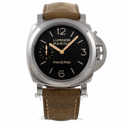 Panerai Luminor Marina 1950 3 Day Power Reserve 47MM Brown Leather Strap PAM00422 ZA7R61 - Beverly Hills Watch Company Watch Store