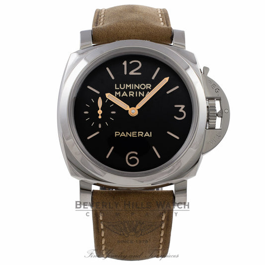 Panerai Luminor Marina 1950 3 Day Power Reserve 47MM Brown Leather Strap PAM00422 ZA7R61 - Beverly Hills Watch Company Watch Store
