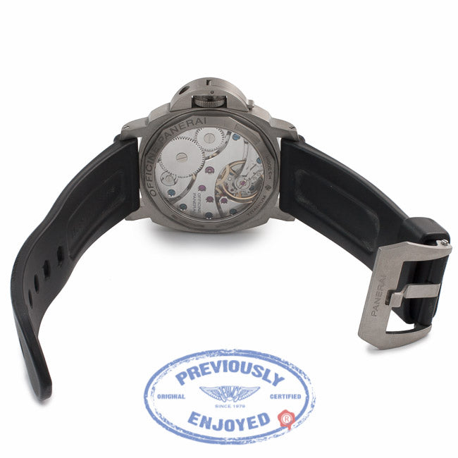 Panerai Luminor Base 44MM Titanium Black Dial Black Rubber Strap PAM00176 8LYV3K - Beverly Hills Watch Store