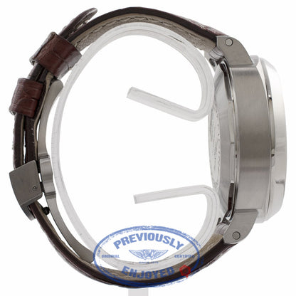 Panerai Luminor GMT 40MM  Stainless Steel Case Black Dial Brown Leather Strap PAM00244 VEPR2U - Beverly Hills Watch Store