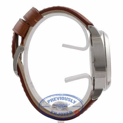 Panerai Luminor Marina Black Dial Stainless Steel Tan Leather Strap PAM00005 EYA2D9 - Beverly Hills Watch Store