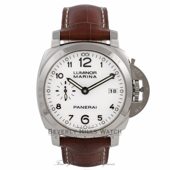 Panerai Luminor Marina 1950 42MM Stainless Steel White Dial 72 hour Power Reserve PAM00523 XW8V47 - Beverly Hills Watch Company Watch Store