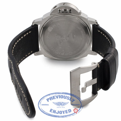 Panerai Luminor 44MM Stainless Steel Black Dial Leather Strap PAM00000 7QV52L - Beverly Hills Watch Company Watch Store
