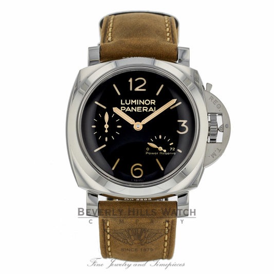 Panerai Historic Luminor 1950 3 Days Power Reserve 47MM Stainless Steel Brown Calfskin Strap PAM00423 XXKCMU - Beverly Hills Watch Company