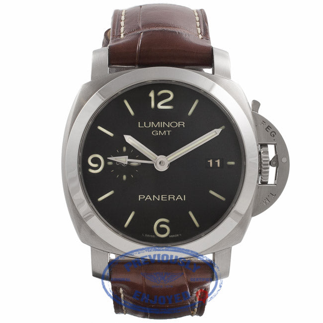 Panerai Luminor 1950 3 Day Power Reserve GMT Stainless Steel PAM00320 VUZ767 - Beverly Hills Watch Company Watch Store